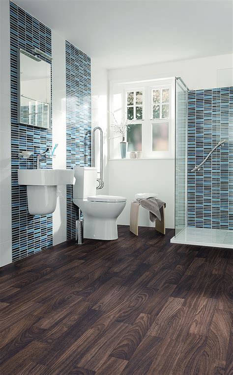 Bathroom featuring Secura PUR luxury vinyl sheet flooring in Black ...