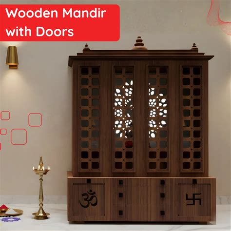 Wooden Mandir with Doors – DZYN Furnitures