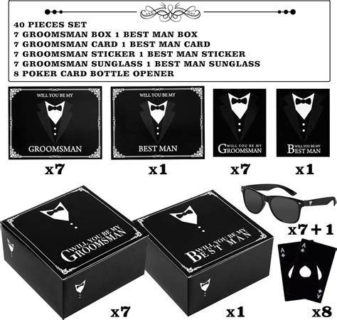 Buy 40 Pieces Groomsmen Proposal Box Set of 8 Groomsmen Box 8x8x4 inch ...