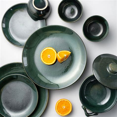 Verdant Green Glossy Ceramic Dinner Set(29 Piece) – Tibros