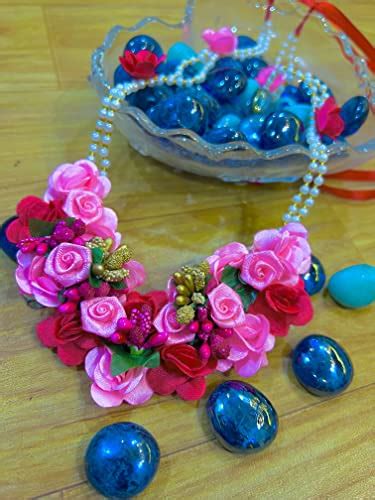 Buy USHA BENTEX Artificial pink Flowers Jewellery Set For Haldi Gota ...