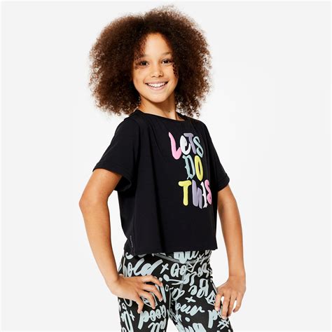 Girl's Modern Dance/Jazz Crop Top - Graphite Black/Begonia Pink