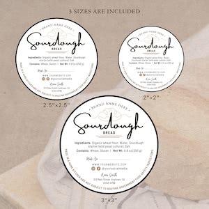 Buy Sourdough Bread Cottage Food Label Home Baked Goods Label Printable ...