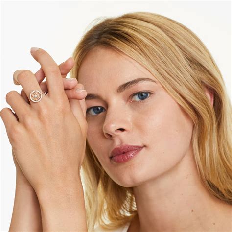 18K Rose Gold Dots Inner Circle Diamond Ring-81241r