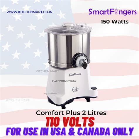 SmartFingers Comfort Plus Table Top Wet Grinder , 2 Liter, 110Volts fo ...