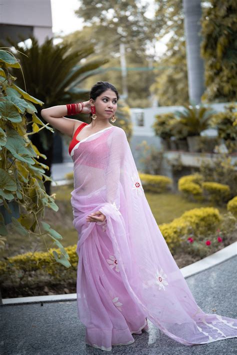 Anaisha - Pink Applique Doria Saree – The Raksha Store