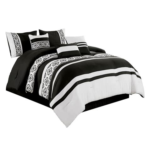 7-Piece Berat Black & White Comforter Set, Queen