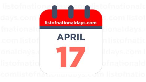 APRIL 17TH: National Holidays, Observances & Famous Birthdays