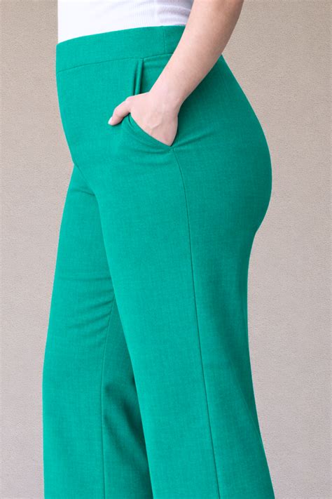 Buy Plus Size See Green Wide Leg Slub Pants | Apella - The XS to 10XL Store