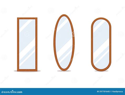 Floor Mirror Stand Isolated Vector Cartoon Design. Room Floor Big ...