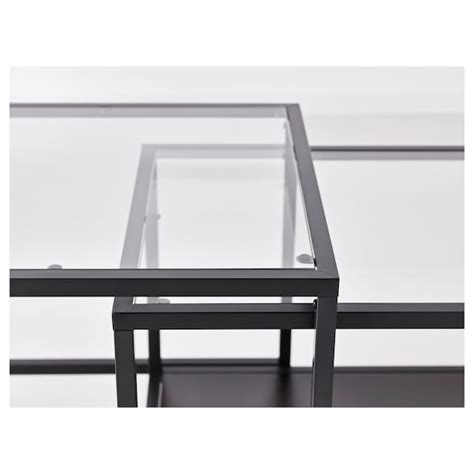 VITTSJÖ nest of tables, set of 2, black-brown/glass, 90x50 cm (353 ...