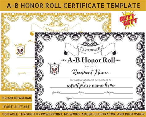 Honor Roll Certificate Template Word