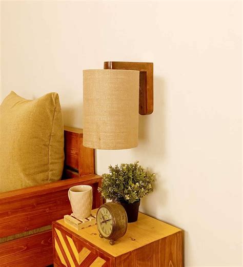 Buy Elementary Brown Wooden Wall Light | New Launches Table Lamp ...