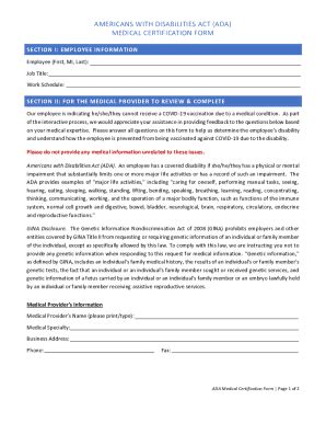 ADA Medical Certification Form - Blank Fillable Template | Fill Out ...