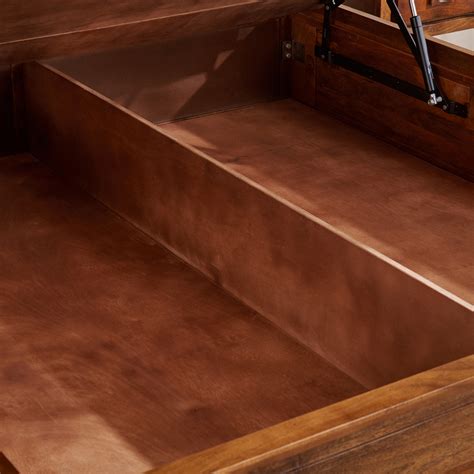 Buy Adana Yuga Mango Wood Queen Bed with Hydraulic Storage - Brown from ...