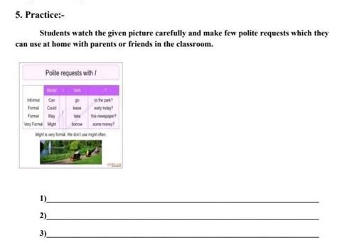 I have to write polte requests home with parents or friends in the ...