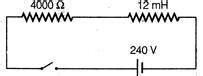 In the inductive circuit given in the figure, the current rises after ...