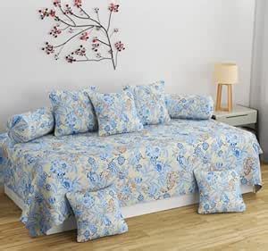 Homefab India 160 TC Glace Cotton Diwan Set - 8 Piece - Light Blue ...