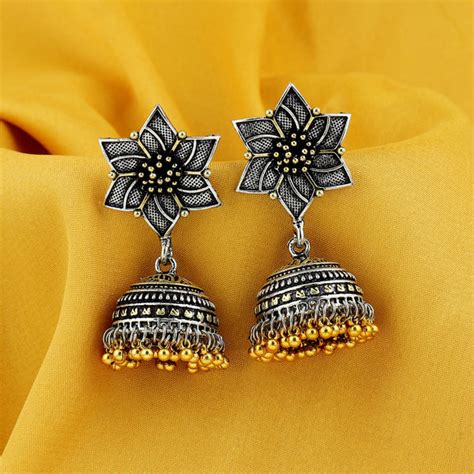 Sukkhi Floral Oxidised Jhumki Earring For Women - Sukkhi.com