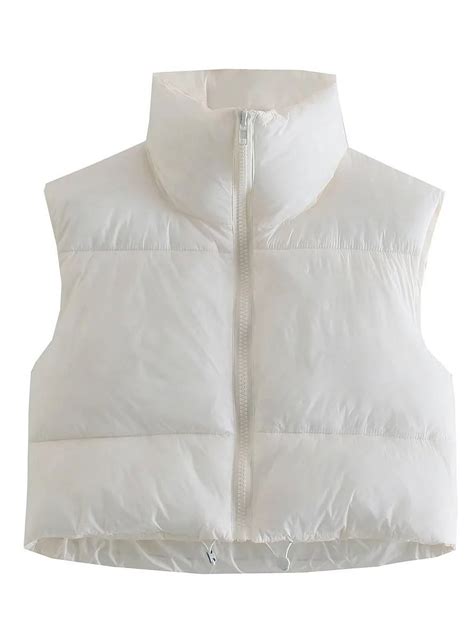 Hotian Women's Cropped Puffer Vest, Winter Sleeveless Jacket, Size L ...