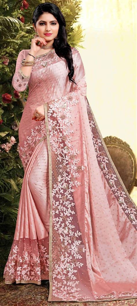 Buy Silk Traditional Saree in Pink and Majenta With Moti Work Online in ...