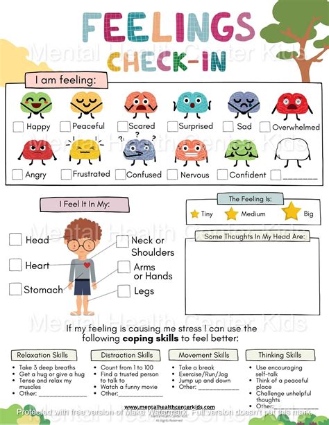 Feelings check in worksheet – Artofit