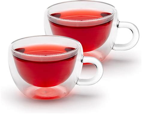 Buy EZ Life Borosilicate Square Double Walled 6 Cup & 6 Saucer Set ...