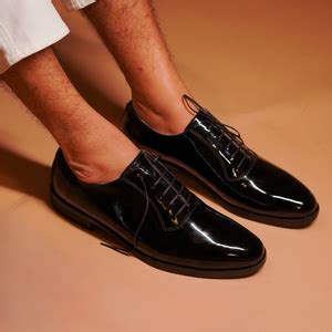 Ferraro | Patent Black Leather Tuxedo Shoes for Men | dmodot