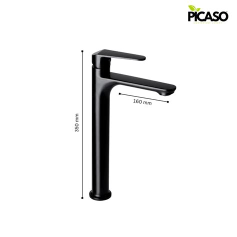 Picaso Tall Body Pillar Cock 12"- Matte Black – bathkart.in