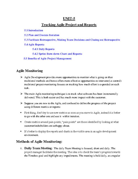 Unit 5 Tracking Agile Project and Reports - UNIT- 5 Tracking Agile ...