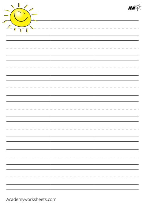 Printable Lined Paper for Kids - Academy Worksheets