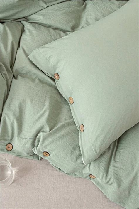 Sage Green Sheet Set /stonewashed Cotton /cotton Bedsheet /brown Fitted ...