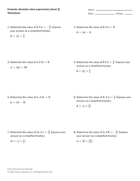Expressions Equations And Inequalities Worksheet – Printable PDF Template