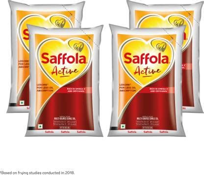 Saffola Active Rice Bran & Soyabean refined oil, Less oil absorption ...