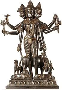 Buy Exotic India Lord Dattatreya - Brass Statue - Color Indian Cocoa ...