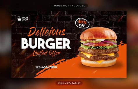 Limited offer delicious burger flyer or promotional social media banner ...