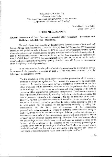 Procedure / Guidelines for Promotion of Govt. Servants exonerated after ...