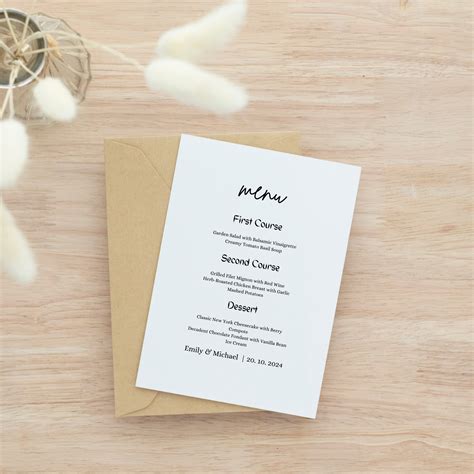 Buy Editable Wedding Menu Template, Minimalist Wedding Menu Template ...