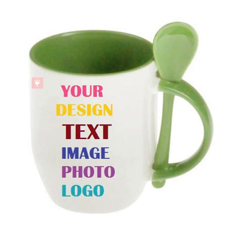 Buy Personalized Light Green Mug with Spoon Online at Best Price | Od
