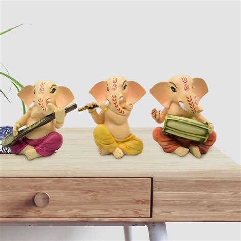 Dalvkot Musical Ganesh Idols Set Of 3 Showpiece For Home | Desertcart INDIA