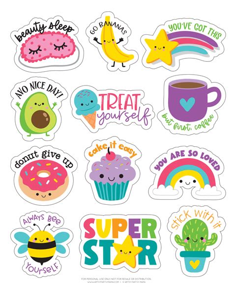 Cute Stickers with Treat Yourself Design