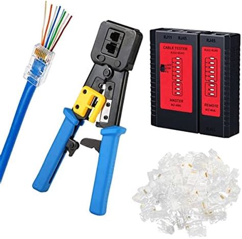 GITRU Combo RJ45 Crimp Tool Kit Pass Through, Cat5 Cat5e CAT6 Crimping ...
