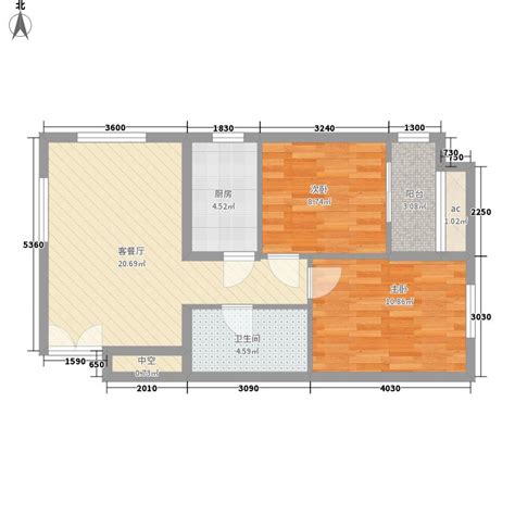 75平米两室两厅一卫户型图-房天下装修效果图