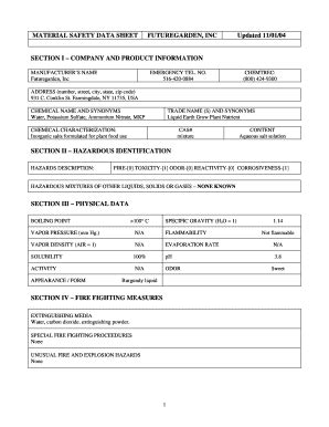 Fillable Online Liquid Earth Vigor MATERIAL SAFETY DATA SHEET Liquid ...