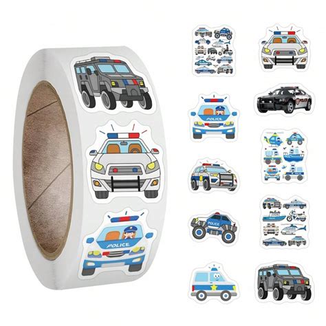 500PCS Police Car Stickers Roll Vinyl Aesthetics Stickers For ...
