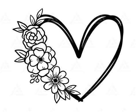 Coloring Page Heart Flower