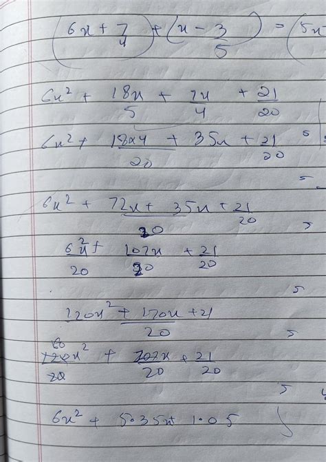 (6x + 7/4) + (x-3/5) = 5x-4/8Verify your answer (LHS = RHS) - Brainly.in