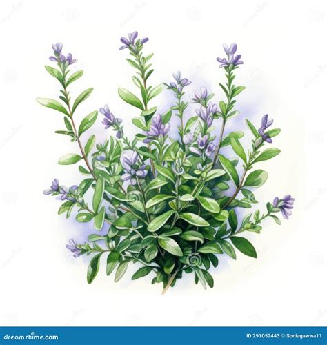 A Charming Watercolor Botanical Illustration of a Sprig of Thyme by AI ...