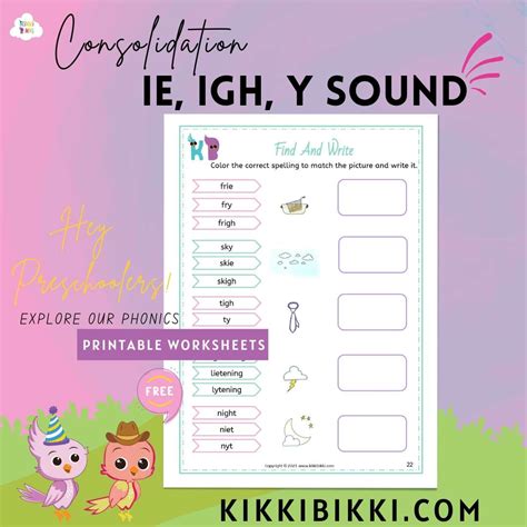 Learn to Spell i, igh, y Sound Words | Free Phonics Worksheets