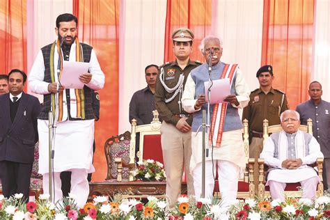 OBC leader Nayab Saini takes oath as CM amid BJP-JJP split, Khattar’s exit